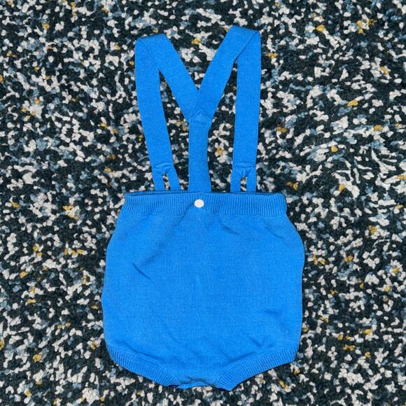 12 Month Blue Acrylic Knit Overalls - Picture 5 of 7
